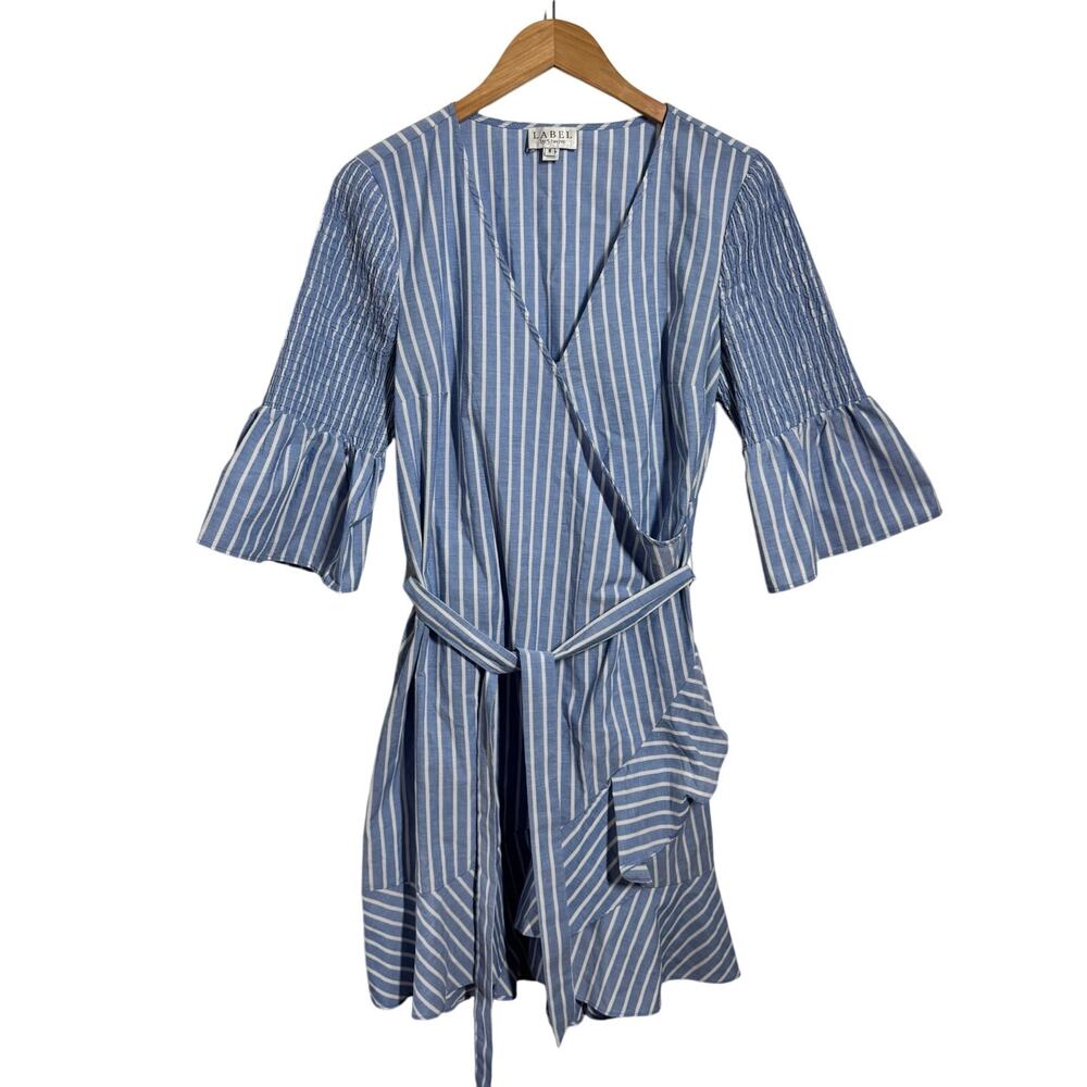 LABEL by Five Twelve Cotton Dress Women 8 Blue White Coastal Preppy Spring Event